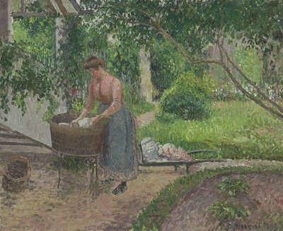 エラニーの庭の洗濯機 作： Camille Jacob Pissarro